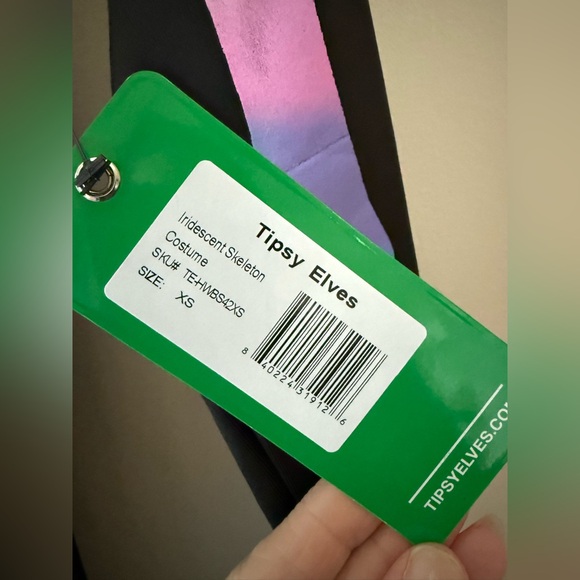 🎃SALE NWT Tipsy Elves Iridescent Skeleton form fitting BodySuit Costume size XS - Picture 7 of 8